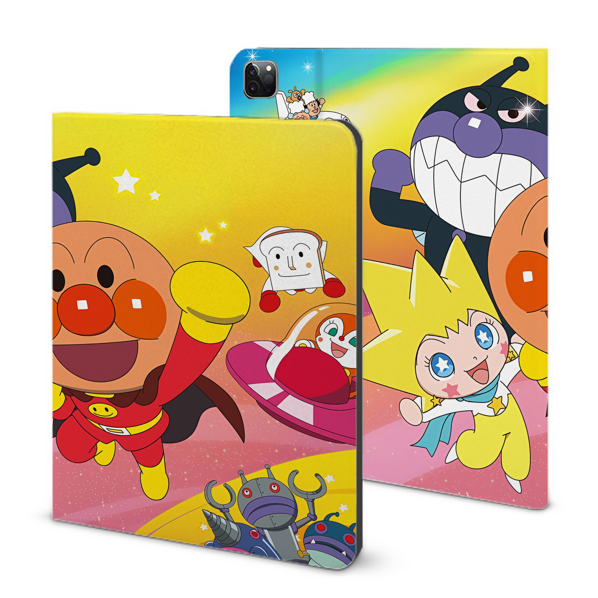 （画像用） アンパンマン Anpanman IPad ケース ブック型 PUレザー TPU 耐衝撃 軽量 薄型 ペン収納なし 全面保護 IPad 各モデル対応